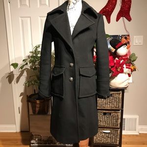 ✈️Tahari Wool Peacoat Button Bodice winter pockets Whimsygoth solid 8 epaulette